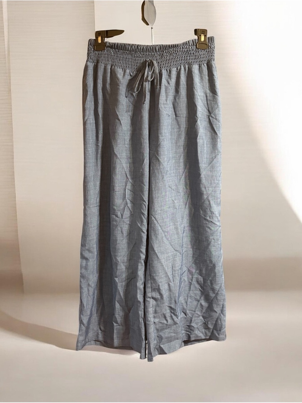 Blue Elastic-Waist Pants - Lightweight Casual Trousers